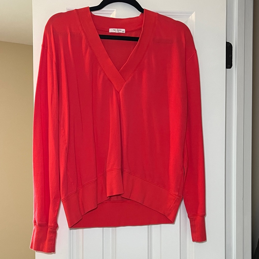 rag & bone Pink V-Neck Relaxed Pullover Sweater XS